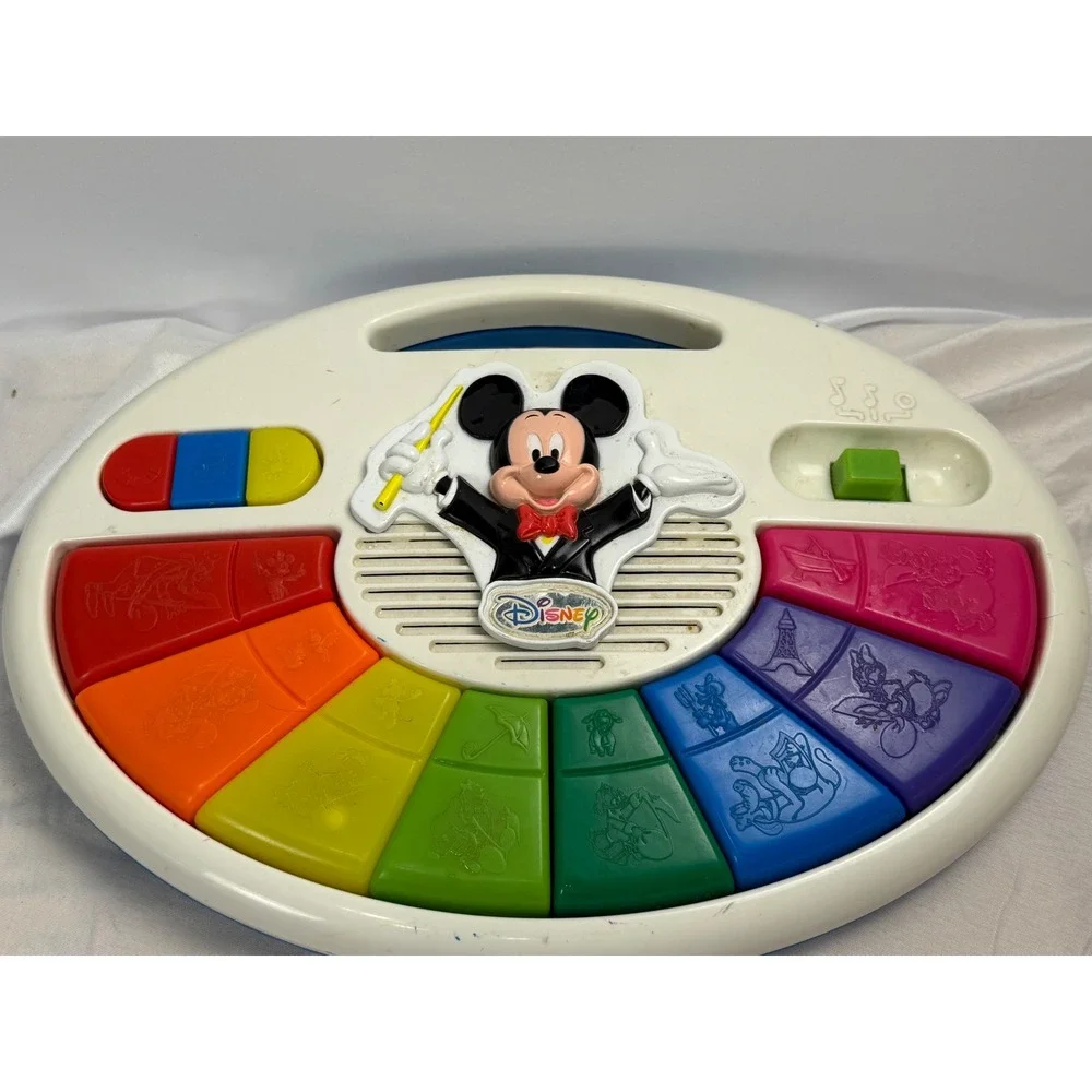 Vintage Mattel Disney Mickey Mouse Musical Rainbow Piano Keyboard Toy Conductor